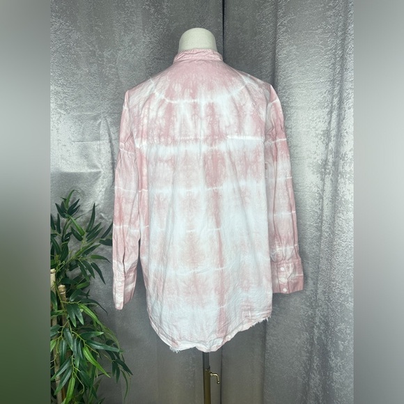 Zara Women’s Tie Dye Oversized Long-Sleeve Button Down Shirt Pink & White S - Picture 7 of 11